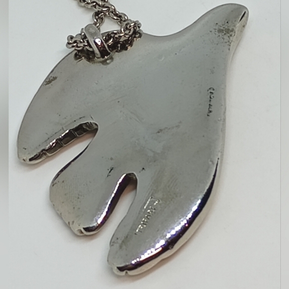 * vintage signed Trifari large dove peace bird necklace - Picture 3 of 5